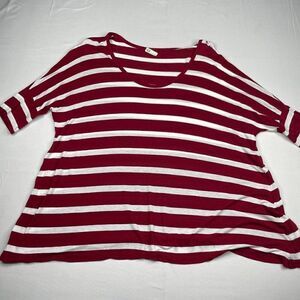 AG Adriano Goldschmied Oversized Red Striped Dolman Tee